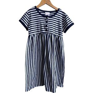 Hanna Andersson 130cm Size 8 Dress Blue White Play Dress